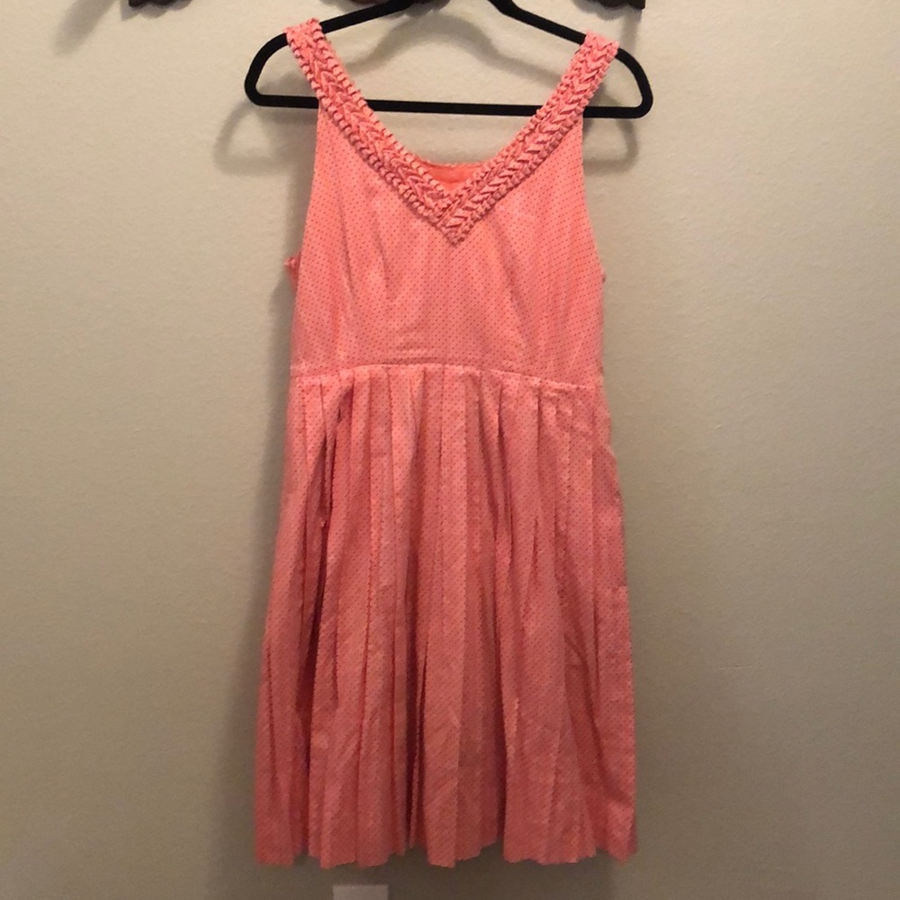 Anthropologie pink polka dot size 4 dress